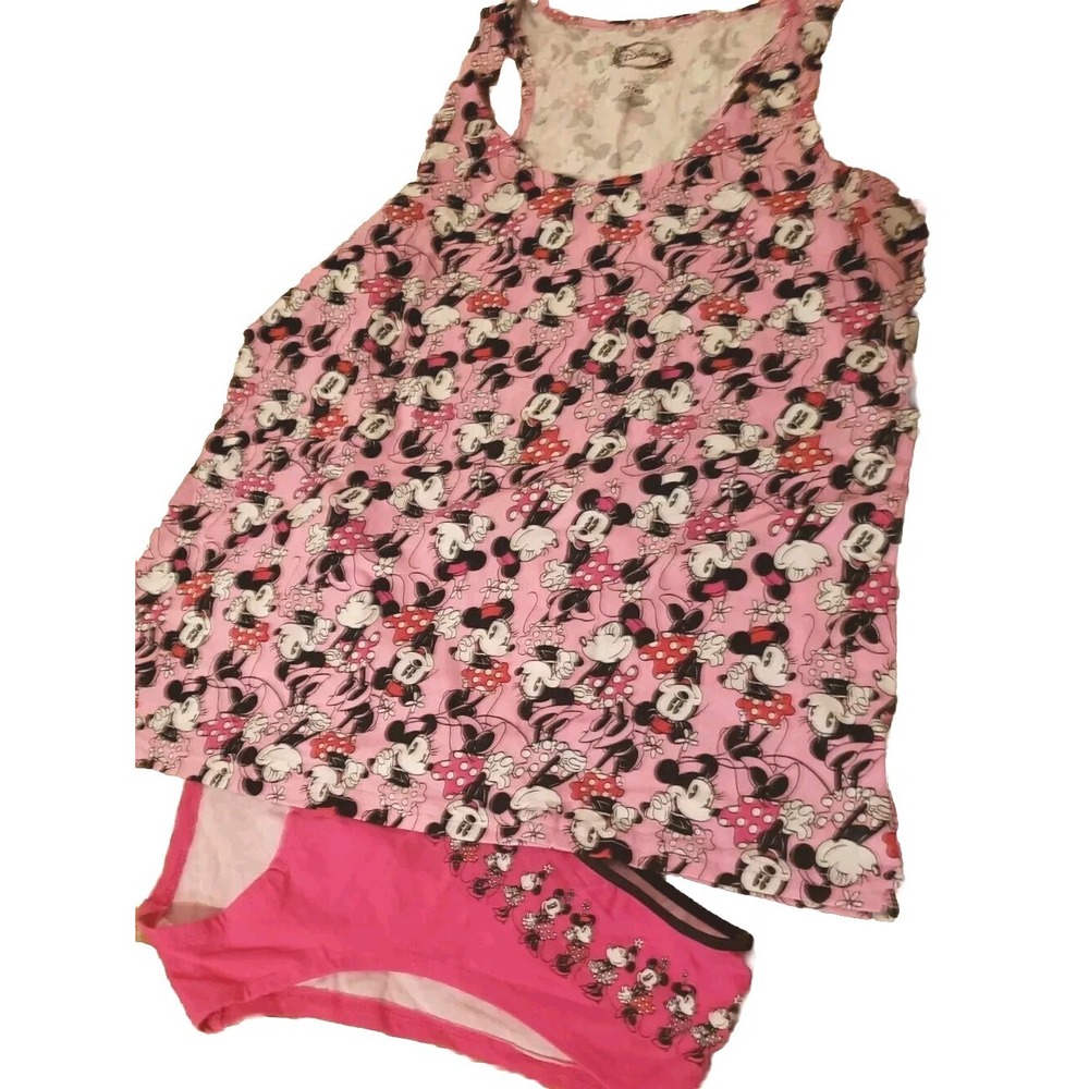 Sz XL Disney Minnie Mouse‎  Women/Juniors Racerback Shirt Pink W/ Hipster Undie